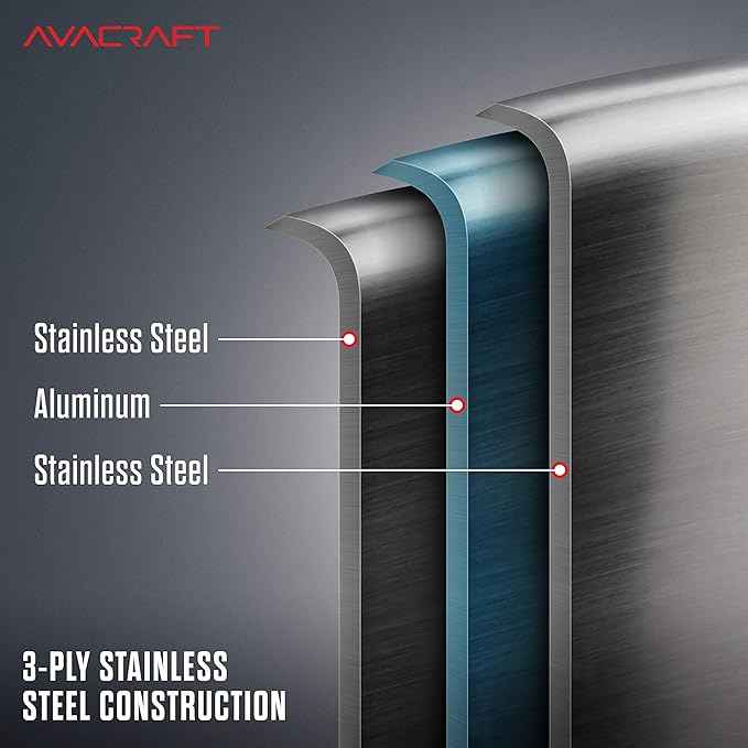 AVACRAFT 18/10 Stainless Steel Cookware Set, Premium Pots and Pans, Kitchen Essentials For Cooking, Multi-Ply Body Stainless Steel, 10-Pieces