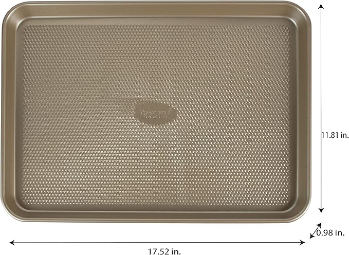 Kitchen Details Pro Series Large Baking Sheet | Dimensions: 17.5" x 11.8" x 1" | Nonstick | Gold | Nonstick |Diamond Base | Easy to Clean | Safe up 500 Degrees