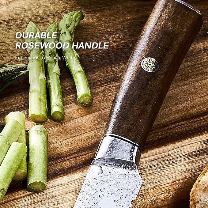KYOKU 10 Inch Bread Knife - Daimyo Series - Serrated Knife with Ergonomic Rosewood Handle, and Mosaic Pin - Japanese Style 440C Stainless Steel Bread Cutter with Sheath and Case