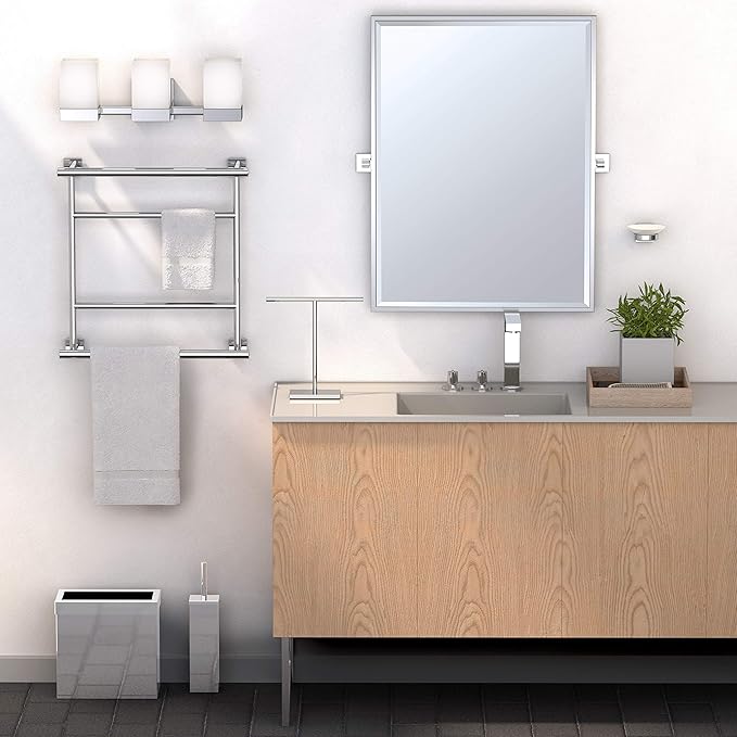 Gatco 1444C, Modern Rectangle Base Freestanding Countertop Towel Holder, Chrome / 10.50"W x 11.13"H T-Shape Style Countertop Hand Towel Holder for Bathroom, Kitchen/ Fingertip Towel Rack