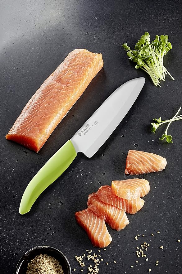 Kyocera Advanced Ceramic Revolution Series 4.5-inch Utility Knife, Green Handle, White Blade