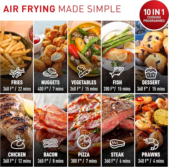 T-fal Easy Fry Max 5.3 qt Digital Air Fryer: 10 Versatile Cooking Programs, Intuitive Touchscreen, Dishwasher-Safe Basket, Fast and Healthy Cooking for Crispy Delicious Results, Grey