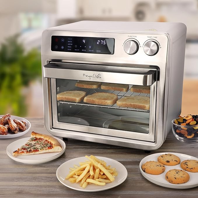 MegaChef 25 Quart Digital Electric Multi-Function Air Fryer and Counter Top Oven with Broil, Bake & Toast