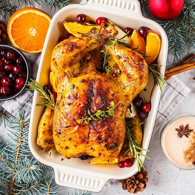 Sunvivi Roaster Oven, Electric Roaster Oven with Viewing Lid, 28lb 24-Quart Turkey Roaster with Unique Defrost/Warm Function, Large Roaster with Removable Pan & Rack, Stainless Steel, Red