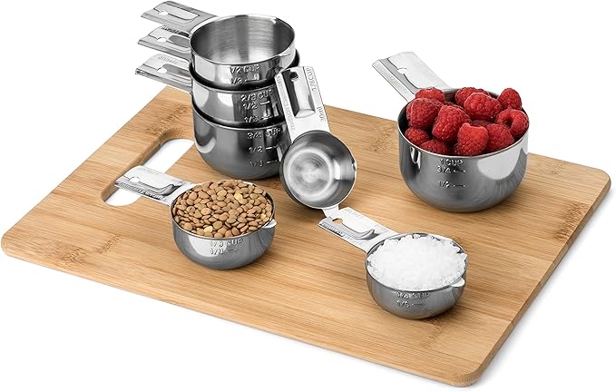 Hudson Essentials Stainless Steel Measuring Cups Set - Stackable Set with Spout