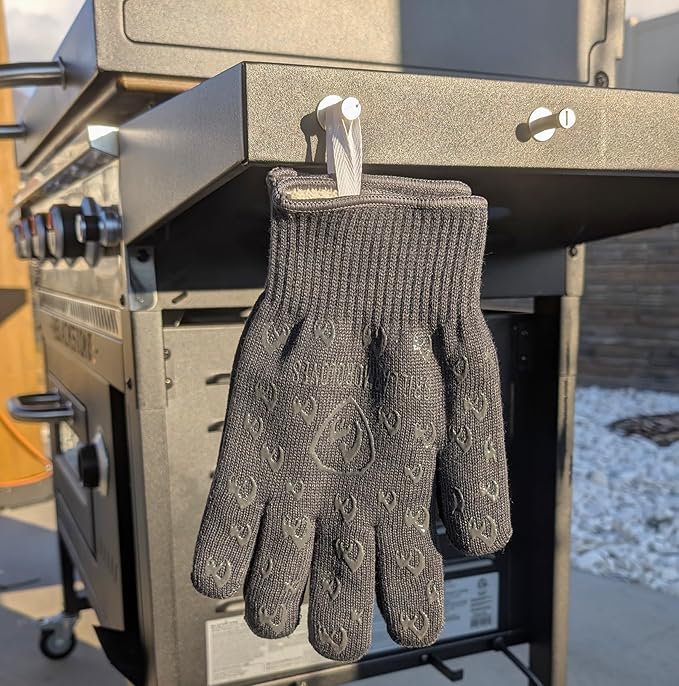 Oven Gloves with Fingers - 932°F Extreme Heat Proof and Cut Resistant Mitts for Kitchen, BBQ, Grill, Baking, Fire Pit - EN407 Certified with Non-Slip Silicone Grip and Cotton Lined for Comfort