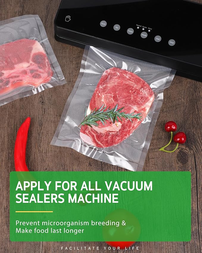 Syntus Vacuum Sealer Bags, 4 Pack 2 Roll 11" x 20' and 2 Roll 8" x 20' Commercial Grade BPA Free Bag Rolls, Food Vac Bags for Storage, Meal Prep or Sous Vide