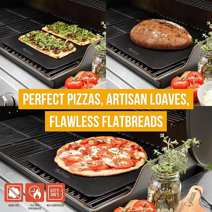 Chef Pomodoro Pizza Steel for Oven 16 Inch 1/4 Inch Thick, Baking Steel for Oven, Grill, Sourdough Bread, Baking Stone for Oven With Lifting H oles 16" X 16" (40.6 x 40.6 cm)