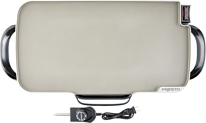 Presto 07062-22-Inch Ceramic Removable Handles Electric Griddle, Grey Ceramic