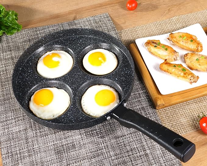 MyLifeUNIT Aluminum 4-Cup Egg Frying Pan, Non Stick Egg Cooker Pan