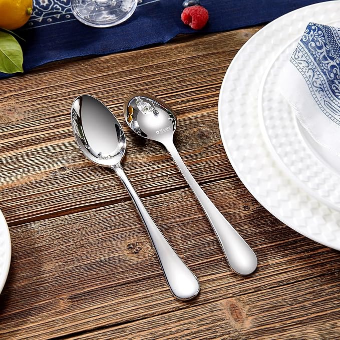 KEAWELL Premium Verona 4-Piece 7.6 inch Spoon Set – 18/10 Stainless Steel, Heavy-Duty Mirror-Finished Flatware for Daily Meals, Hosting and Special Occasions (4, Dinner Spoons)