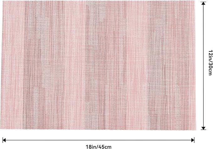 Leetaltree Misty Rose Placemats Set of 8 - Heat Resistant Non-Slip Place mats for Dining Table, Washable Durable PVC Vinyl Woven Table Mats（Misty Rose, 8）
