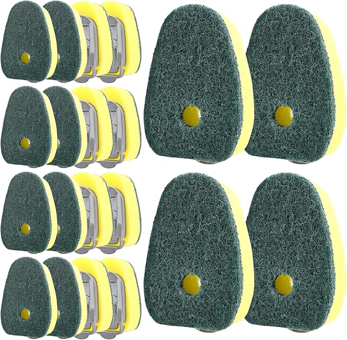 Sponge Dishwand Brush Refills for Scotch-Brite Dishwand - 20 Pack Dish Soap Non-Scratch Brush Refills for Nonstick Pots and Pans, Glass & Tubs（Green