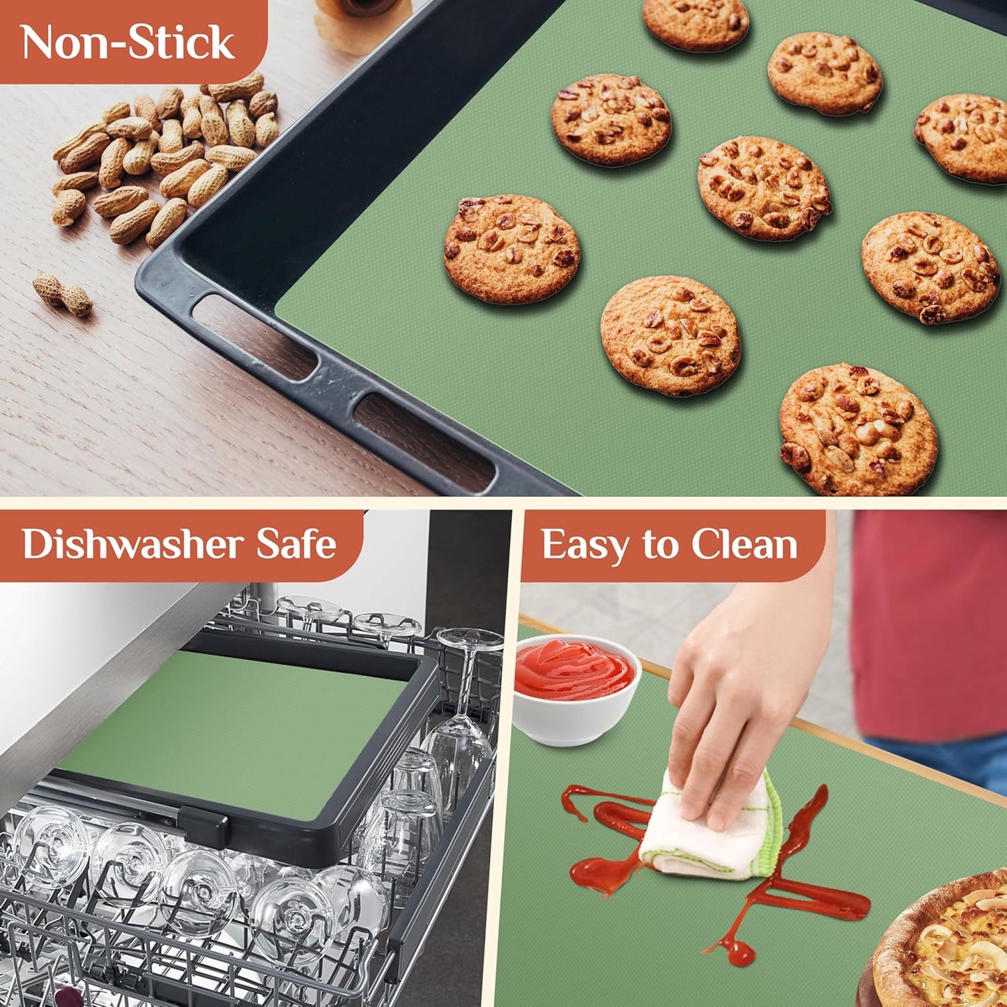 Silicone Baking Mat, 12 IN x 10 FT Free Cutting Baking Sheet,Non-Stick Reusable Dough & Pastry Mat,Non-Slip Silicone Mat Roll for Air Fryer Liner,Freeze Dryer,Oven Baking Pan,Kitchen Counter