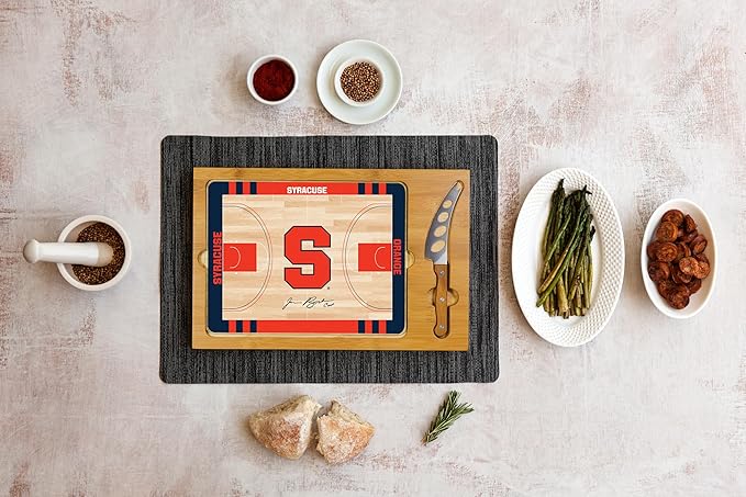 PICNIC TIME NCAA Icon Glass Top Cutting Board & Knife Set, Cheese Boards Charcuterie Boards, Serving Platter, (Parawood & Bamboo)