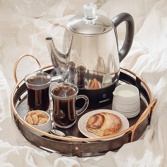Mixpresso Small Electric Percolator Coffee Pot 4 Cup Stainless Steel - Coffee Percolator Electric with Keep Warm Function - Auto Shut-Off for Safe Daily Brewing