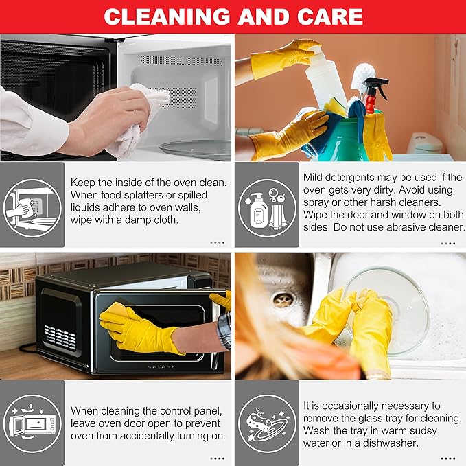 Galanz GLCMKZ09BKR09 Retro Countertop Microwave Oven with Auto Cook & Reheat, Defrost, Quick Start Functions, Easy Clean with Glass Turntable, Pull Handle, 0.9 cu ft, Black