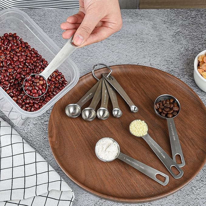 Smithcraft Measuring Cups and Spoons Set 18, Metric&US 18/8 Stainless Steel Measuring Cups and Spoons for Kitchen &Baking, Metal Measue Cup and Spoon for Dry&Liquid, 8 Measure Cups&9 Spoons w/Leveler