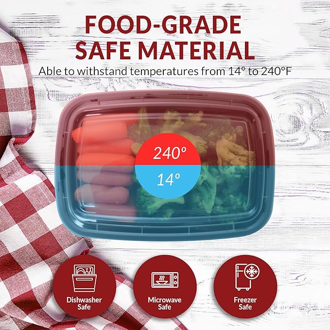 Reli. Meal Prep Containers, 16 oz. | 50 Pack | 1 Compartment Food Container w/Lids | Microwavable Food Storage Containers/To Go | Black Reusable Bento Box/Lunch Box for Meal Prep