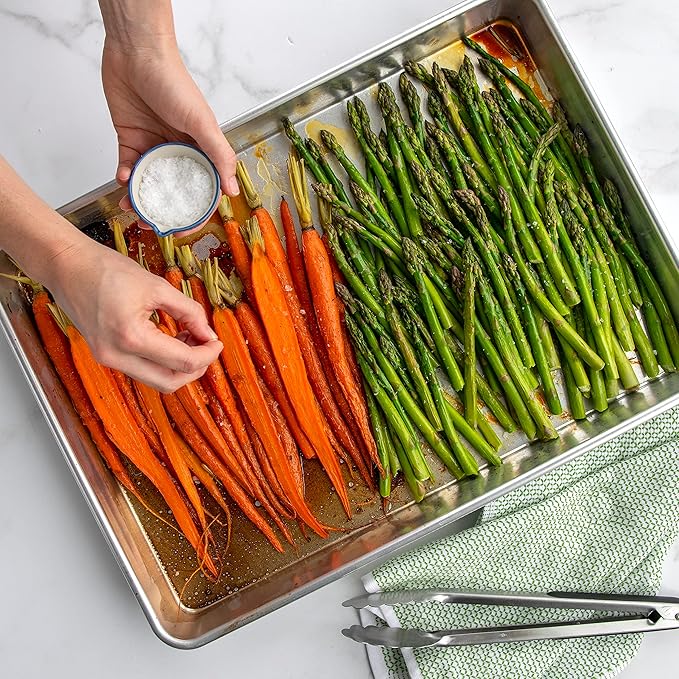Nordic Ware Extra Large High-Sided Baking Pan, 21.1 x 15 x 2 inches, XL Big baking pan Natural Uncoated Aluminum, Reinforced Steel Rim Prevents Warping, Big Batch