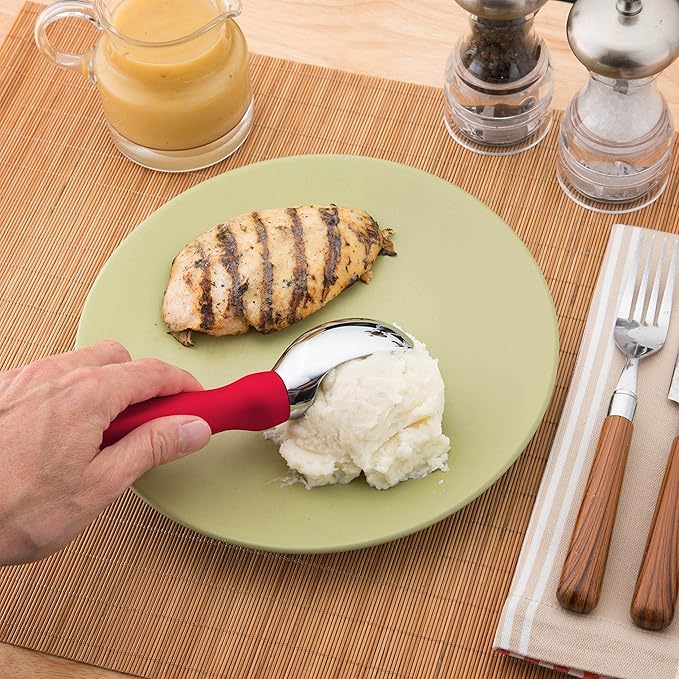 Spring Chef Dessert Bundle - Ice Cream Scoop, Medium Dough Blender, Magnetic Measuring Spoons Set - Red