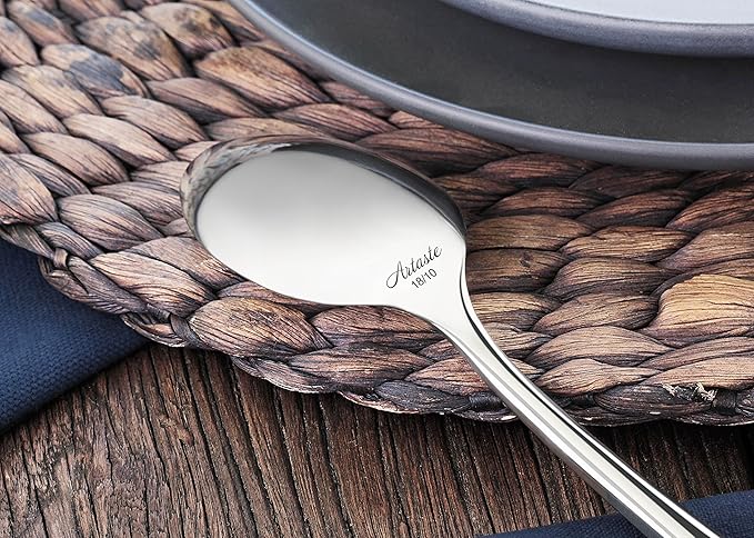 Artaste Rain II Forged 18/10 Stainless Steel (Silver (Set of 12), Teaspoon (7-Inch))