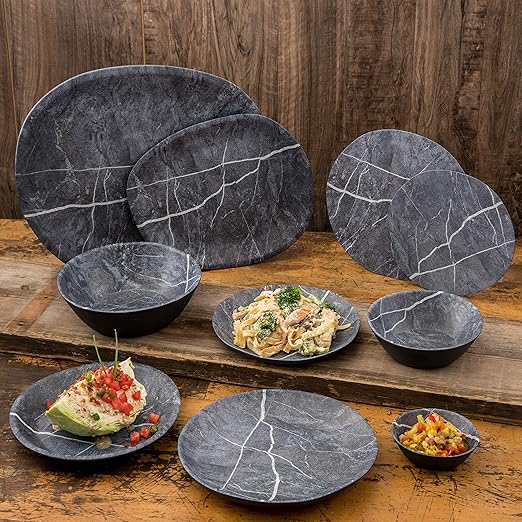 Carlisle FoodService Products Ridge Reusable Plastic Bowl for Home and Restaurant, Melamine, 52 Ounces, Soapstone, (Pack of 12)