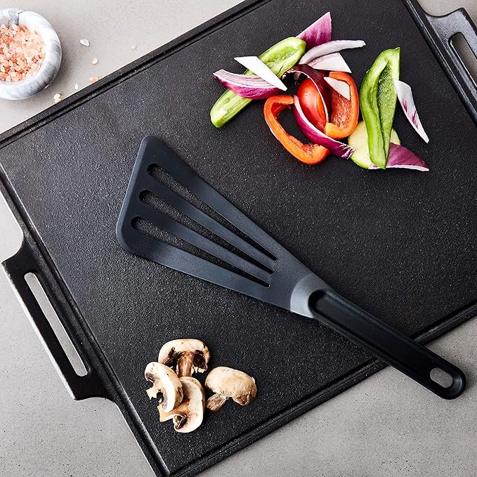 Mercer Culinary Hell's Tools Hi-Heat Slotted Spatula, 12 Inch x 3.5 Inch, Black