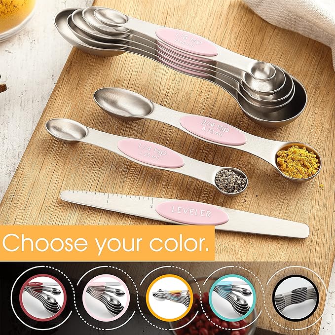 Spring Chef Dessert Bundle - Ice Cream Scoop, Medium Dough Blender, Magnetic Measuring Spoon Set - Pink Lemonade