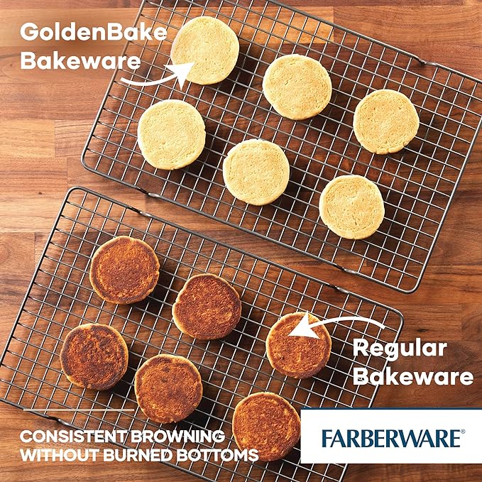 Farberware GoldenBake Bakeware Nonstick Baking Pans/Cake Pan Set, Round, Insulated, Two 8-Inch, Gray
