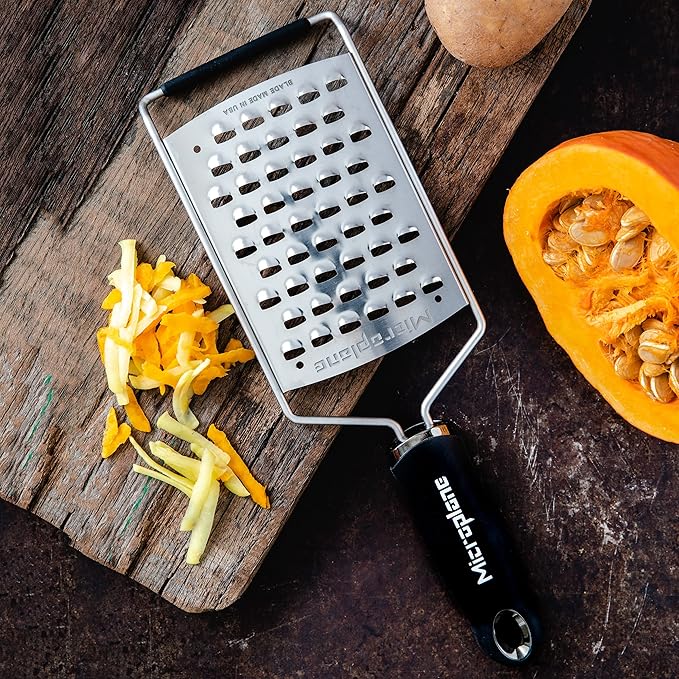 Microplane Gourmet Series Ultra Coarse Grater - Stainless Steel Durable Cheese & Vegetable Grater with Non-Slip Handle for Kitchen, Professional Chef Tools & Equipment