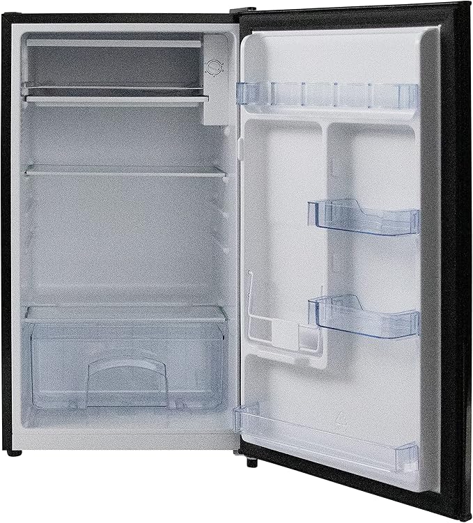 West Bend Mini Fridge Compact Refrigerator for Home Office or Dorm, with Reversible Door, Energy Star Rated, 3.3-Cu.Ft., Black