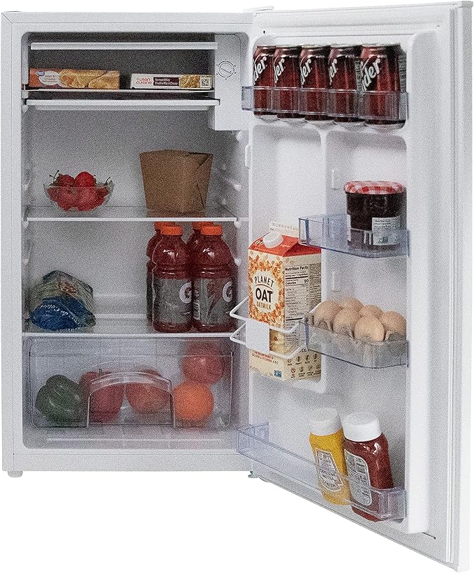 West Bend Mini Fridge Compact Refrigerator for Home Office or Dorm, with Reversible Door, Energy Star Rated, 3.3-Cu.Ft., White